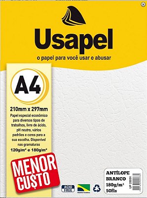 Usapel Antilope /A4 180g/m²/ Branco 50fls UP25051