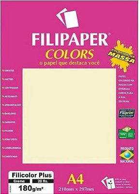 Filipaper COLORS Creme 180g/m² A4 20fls FP02392 - Filiperson