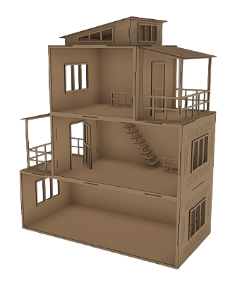 Casinha Moderna de Bonecas - Sem Móveis