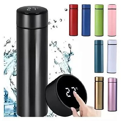 Garrafa Térmica Com Medidor De Temperatura Digital Led - 500ml