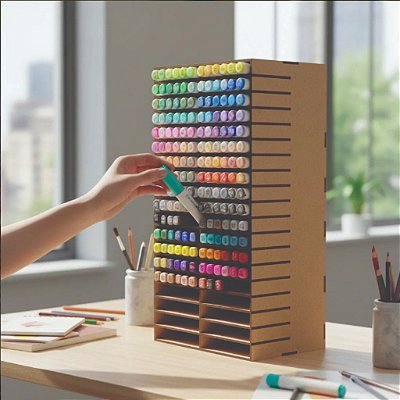 Suporte para Caneta Marcadora Touch – 240 Peças | Box Empilhável em MDF