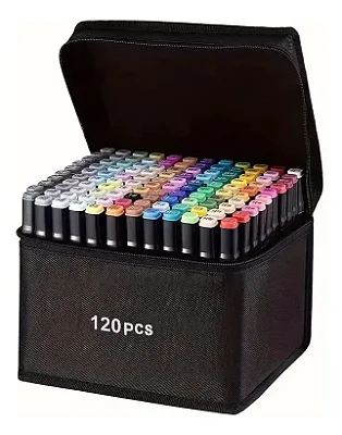 Kit Touch Marcador Canetas Ponta Dupla Estojo 120 Livros de Colorir
