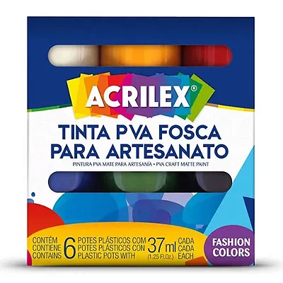 TINTA PVA FOSCA ARTESANATO 37ML 6 CORES - 7891153032245