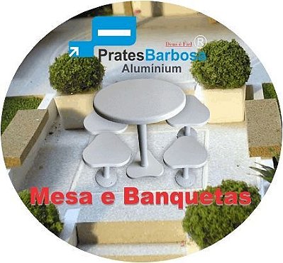 Conjunto de 1 mesa e 4 banquetas