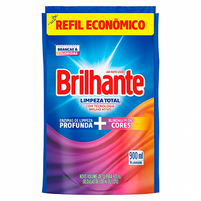 Lava Roupas Líquido 900ml Conc. - Brilhante