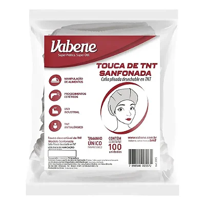 Touca Descartável Sanfonada com 100 unidades - Vabene