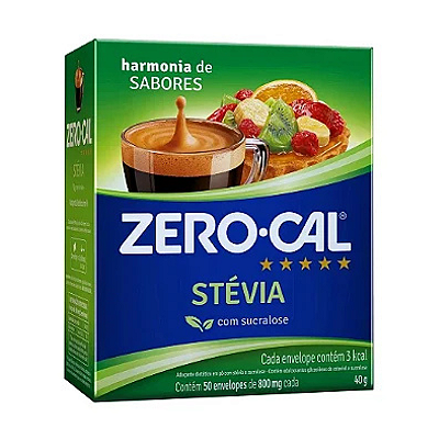 Adoçante Em Pó Stévia Caixa 0,8g 50un 40G Zero Cal