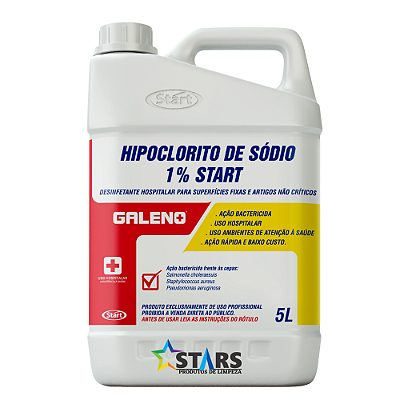 Hipoclorito de Sodio 1% 5L Desinfetante Hospitalar Galeno - Start