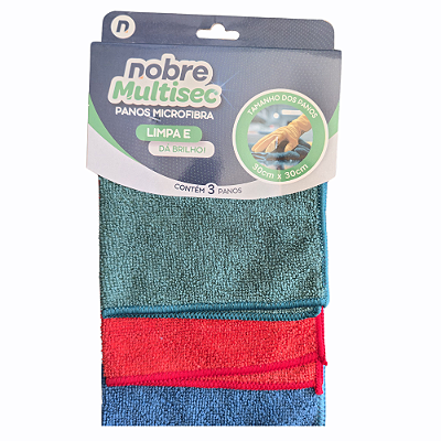 Pano de microfibra 30x30cm ( pacote c/ 3 UNid.) Slim - Nobre