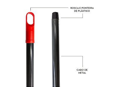 Cabo de metal 1,2m para vassouras e rodos tam. Único vermelho c/ cinza - Powermaid