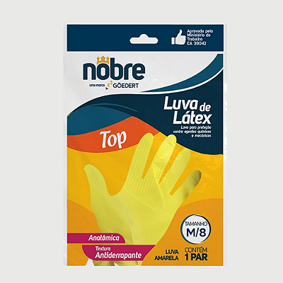 Luva de borracha/latex SL 01 "M" amarela CA 41780 - Nobre