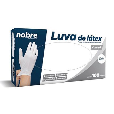 Luva Látex Proteção Contra Agentes Quím C/Pó M C/100 - Nobre