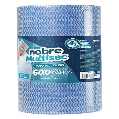 Pano multiuso Slim (rolo c/28cm x 240m picotado aprox. 40cm) azul - Nobre