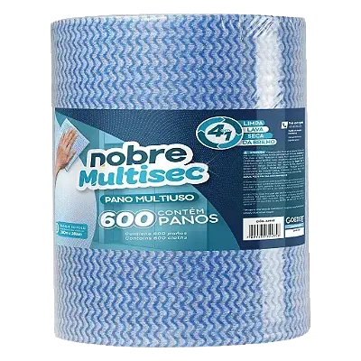 Pano multiuso Slim (rolo c/28cm x 240m picotado aprox. 40cm) azul - Nobre