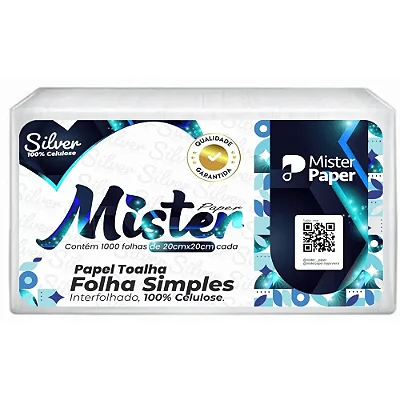 Papel Interf PCT 20x20x1000 Folhas Silver Celulose 17Gr Ref4796 -Mister