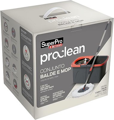 Conjunto Mop Giratório SP9098 Cesto Inox e Balde Duas Águas SuperPro Bettanin