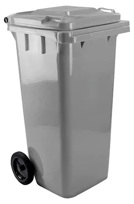Lixeira Coletor Com Rodas 240 Litros Cinza