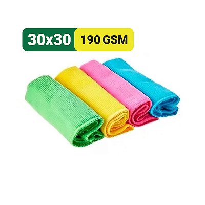 Pano Microfibra 30x30cm c/4  30x30 190 GSM  Cod-112-JS