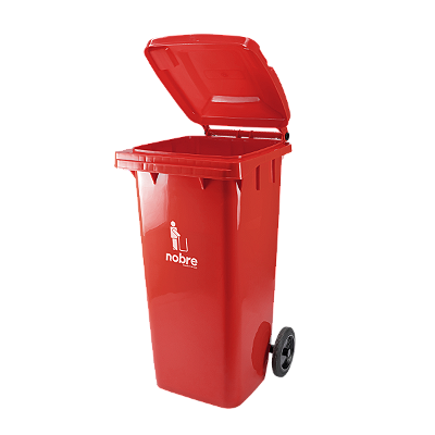 Coletora plastica 120l. c/rodas (mod. europeu) vermelha - Nobre