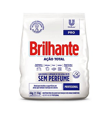 Sabão em Pó Brilhante Ação Total sem Perfume 4kg