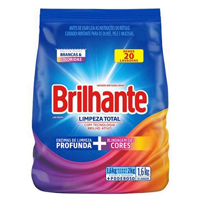 Sabão em Pó 1,6kg Limpeza Total - Brilhante