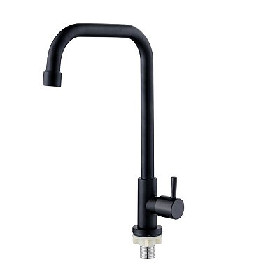 Torneira Cozinha Gourmet Bancada Slim Água Fria 1/4 Volta Preto Fosco