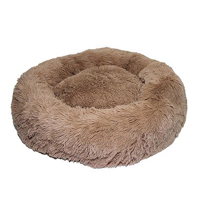 Cama Pet Nuvem Pelúcia Redonda Para Cachorros E Gatos Tamanho 70 cm Marrom