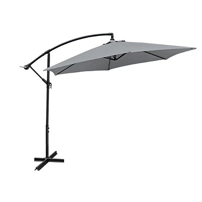 Ombrelone Lateral Cinza Guarda-sol Sombrero Com Suporte 3 metros Praia Piscina