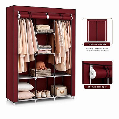 Guarda Roupa Armário Grande Organizador De Roupas Com Zíper