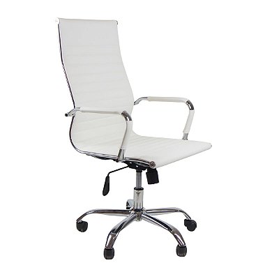 Cadeira Escritório Presidente Giratória Charles Eames Cor Off White