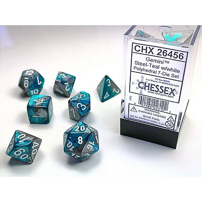 Gemini® Polyhedral Teal-White/black 7-Die Set  - Importado