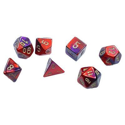 Kit de Dados - 7-set Cube Mini Gemini Purple Red Gold - Importado