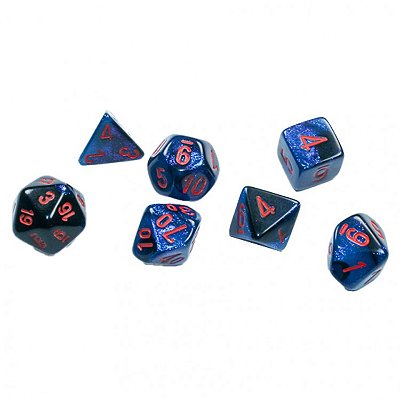 Kit de Dados - 7-set Cube Mini Gemini Black Starlight Red - Importado
