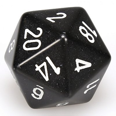 D20 Single - 34mm (DADO GIGANTE) - Opaque Black White - Importado