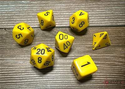 Kit de Dados - Opaque Polyhedral Yellow/black 7-Die Set - Importado