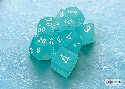 Kit de Dados - Frosted™ Polyhedral Teal/white 7-Die Set - Importado