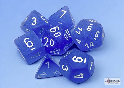 Kit de Dados - Frosted™ Polyhedral Blue/white 7-Die Set - Importado
