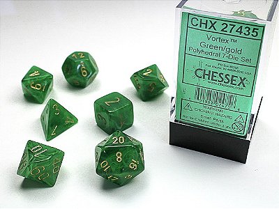Kit de Dados - Vortex® Polyhedral Green/gold 7-Die Set - Importado