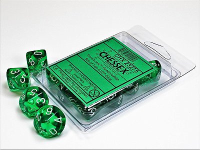 Translucent Green/white Set of Ten d10s  - Importado