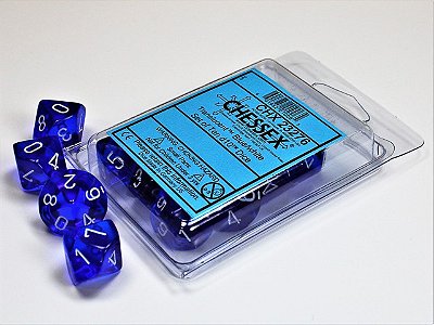Translucent Blue/white Set of Ten d10s - Importado