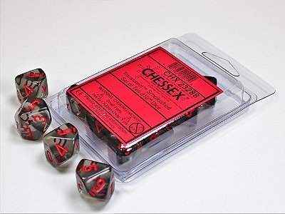 Translucent Smoke/red Set of Ten d10s  - Importado