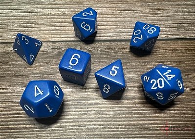 Kit de Dados - Opaque Blue/white Polyhedral 7-Die Set - Importado