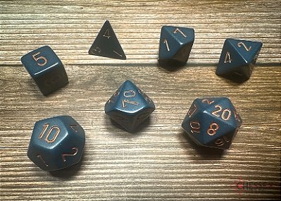 Kit de Dados - Opaque Dusty Blue/copper Polyhedral 7-Die Set - Importado