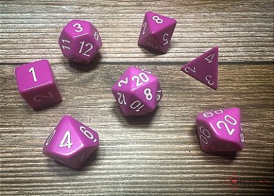Kit de Dados - Opaque Light Purple/white Polyhedral 7-Die Set - Importado