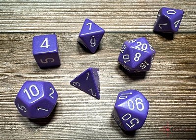 Kit de Dados - Opaque Purple/white Polyhedral 7-Die Set - Importado