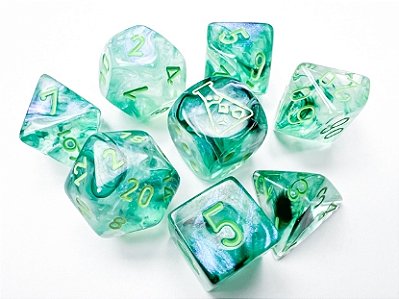 Kit de dados - Borealis® Polyhedral Kelp/light green Luminary™ 7-Die Set (with bonus die) - Importado