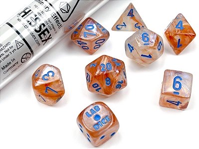 Kit de Dados - Borealis® Polyhedral Rose Gold/light blue Luminary™ 7-Die Set (with bonus die) - Importado
