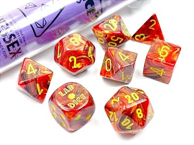 Kit de Dados - Vortex® Polyhedral Underworld/yellow 7-Die Set (with bonus die) - Importado