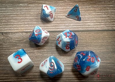 Kit de Dados - Gemini Astral Blue-White/red Polyhedral 7-Die Set - Importado