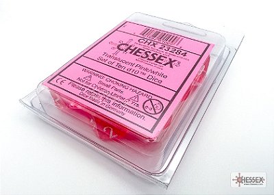Kit de Dados - Translucent Pink/white Ten d10 Set - Importado
